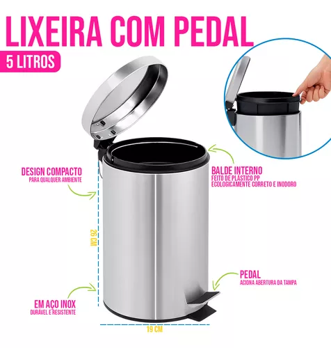 Lixeira Inox 5L com Escova