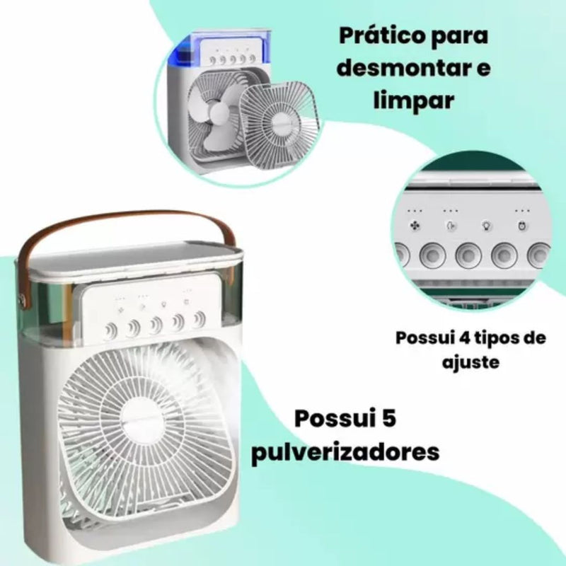 Mini Ventilador Portátil com Ventilador e Umidificador